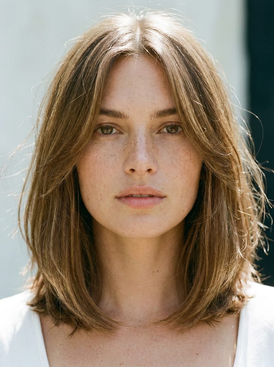 Gestufter Long Bob - Frisur für ein eckiges Gesicht